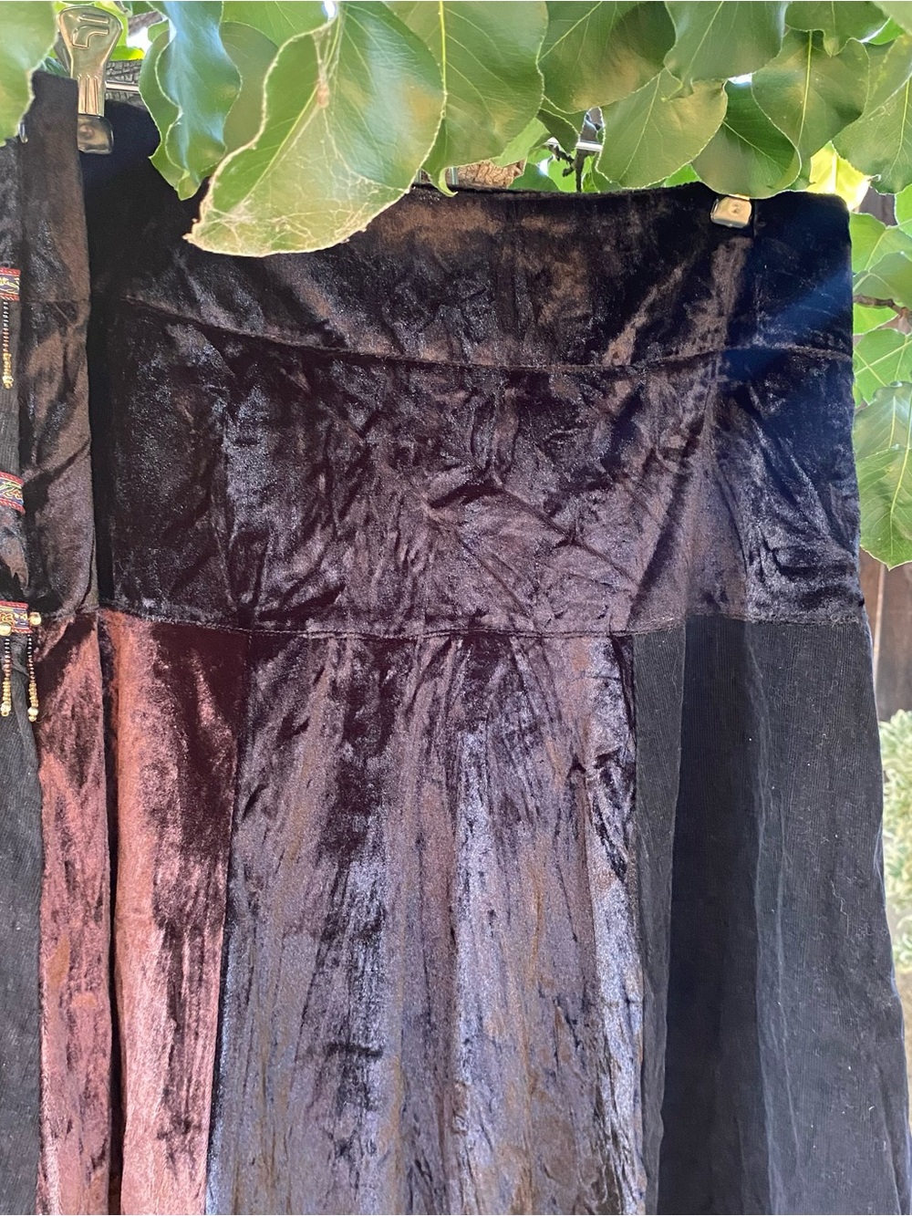 Ren Faire Mixed Media Skirt sz M Whimsigoth Gypsy Beaded Fringe Velvet Corduroy - Picture 6 of 7